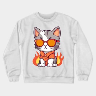 Cute cat on fire Crewneck Sweatshirt